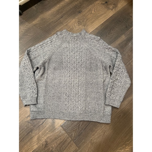 Coldwater Creek Gray Cable Knit Sweater Womens XL Cotton Blend Pullover 606254 - Picture 1 of 5